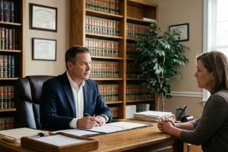 Avocat en droit des successions conseillant une cliente sur un conflit d'assurance vie dans son bureau