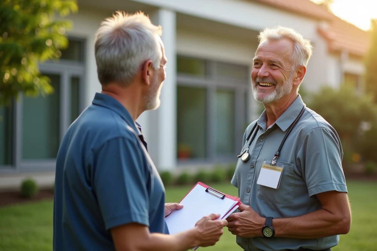 Un jeune homme discute avec un personnel d
