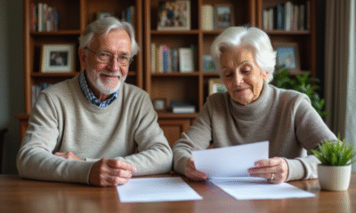 Couple mature en train de revoir des documents importants