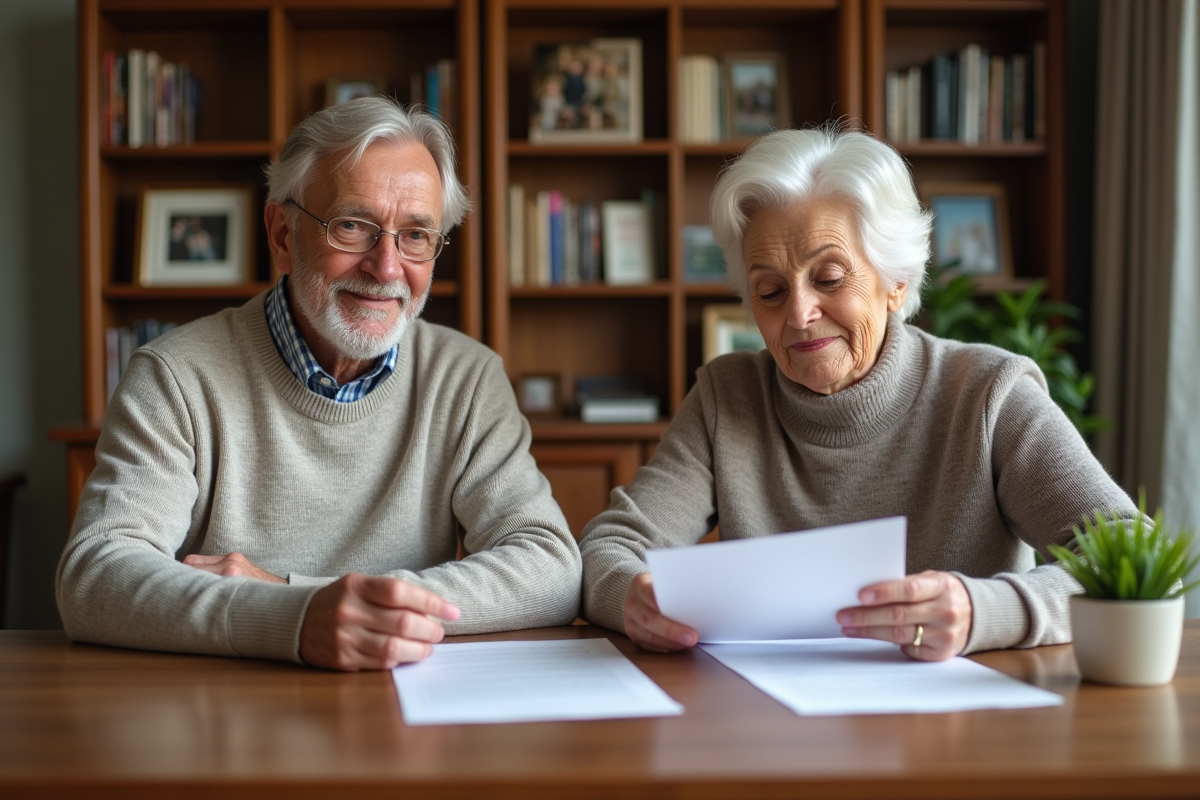 Couple mature en train de revoir des documents importants