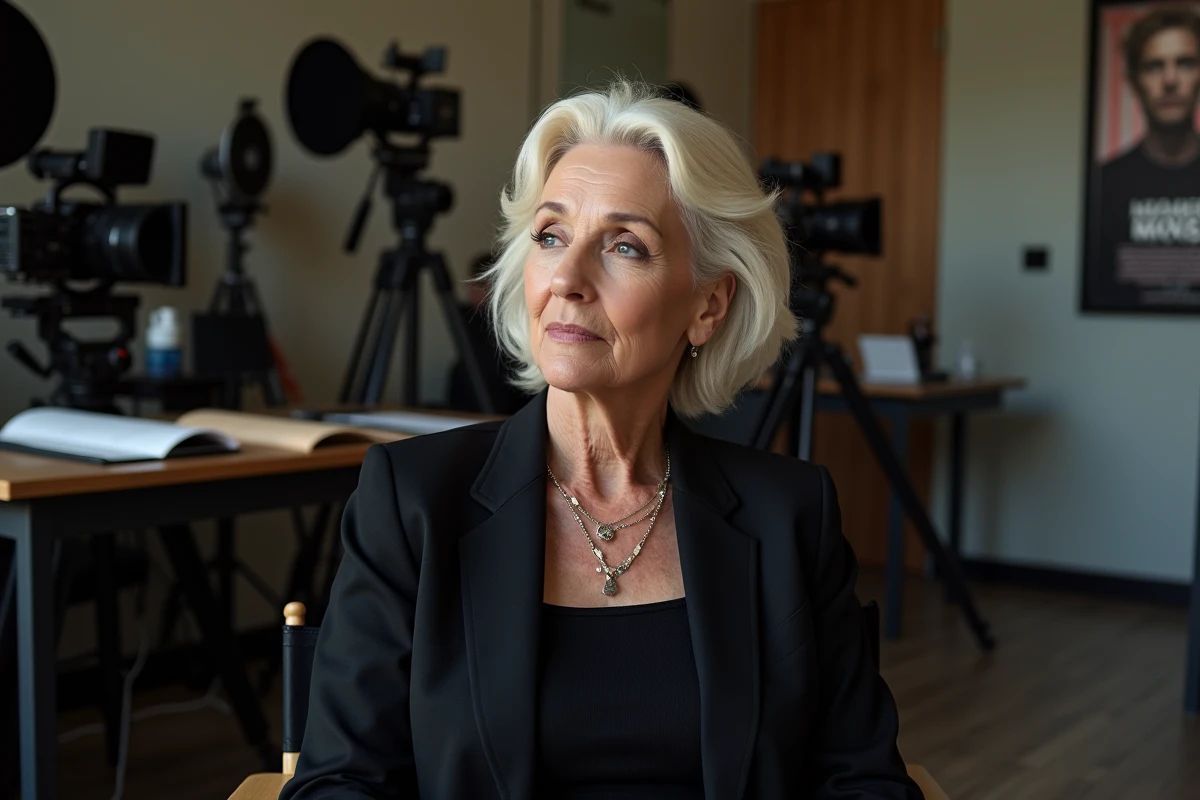 Femme directrice de cinéma dans un studio moderne