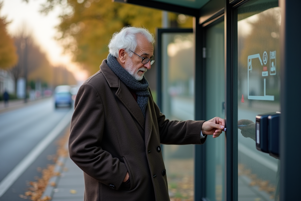 Homme âgé utilisant sa carte Améthyste à l