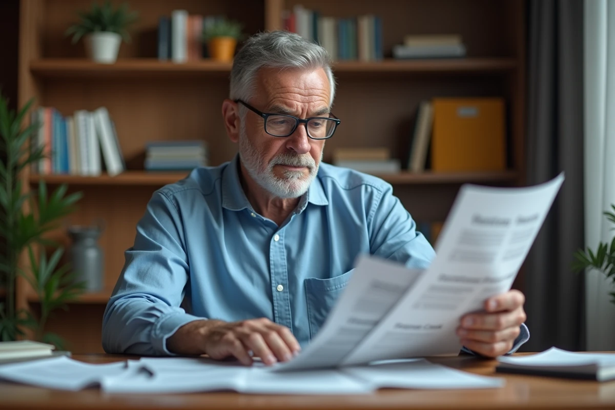 Homme d'âge moyen travaillant sur son ordinateur dans un bureau moderne