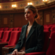 Jeune femme élégante assise dans un théâtre raffine
