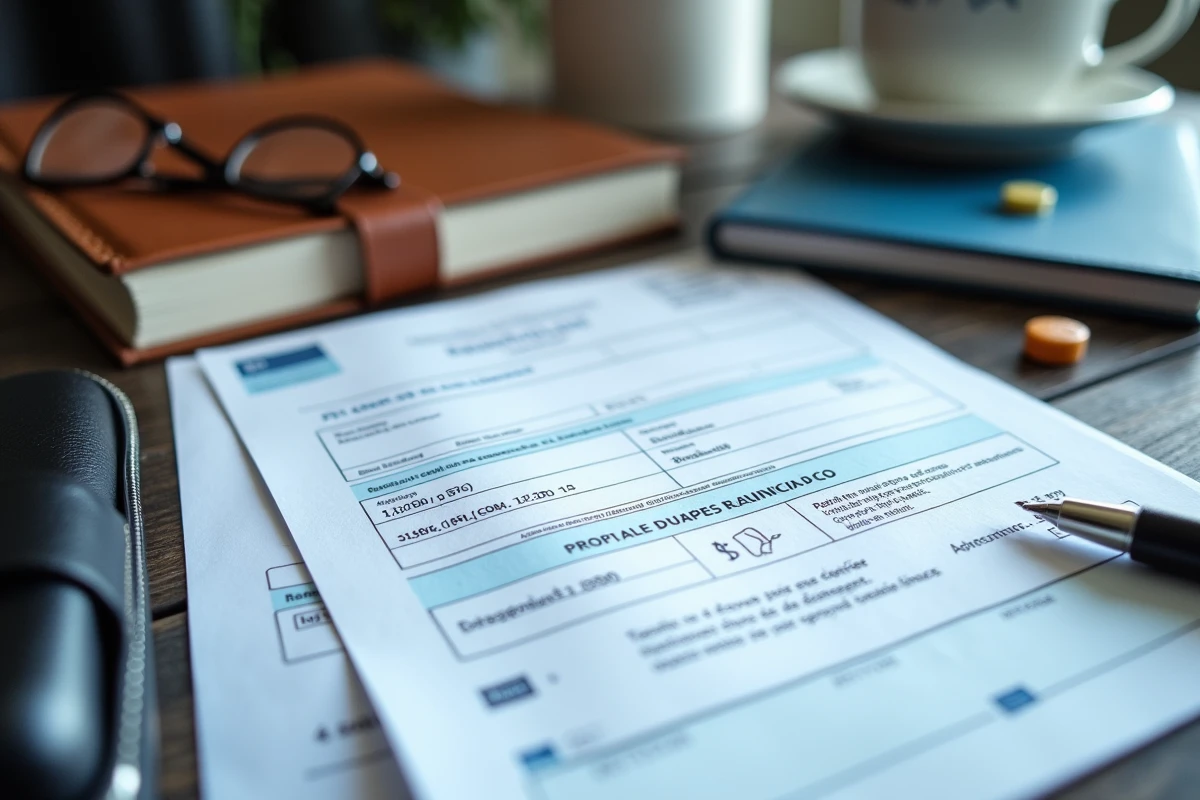 Gros plan d'une ordonnance médicale de médecin retraité avec tampon et stylo